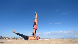 Catch the bird. From needle and free shoulder stand 4k video
