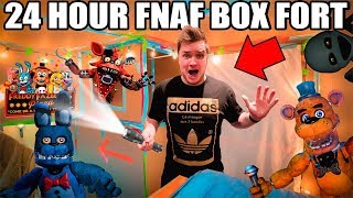 24 HOUR FNAF BOX FORT!! ?? Scary Real Life Five Nights At Freddy’s