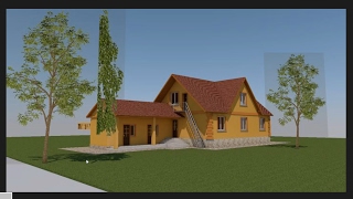 ARCHICAD  project home lessons 32.(Рендер деревья с фоном)