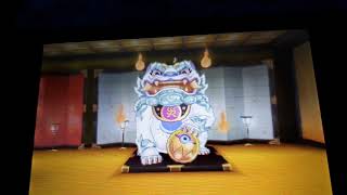 Yo Kai Watch Blasters Super Swirilous Omai breaks the Red Cat Statue