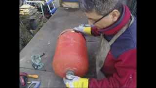 Découpage bouteille de gaz étape par étape, how tu cut a bottle gas www.ecoteco.fr