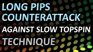Long pips counterattack against slow topspin technique, техника контратаки длинными шипами