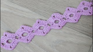 Ленточное кружево или тесьма крючком Урок 102   Crochet ribbon or lace