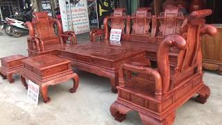 Bộ Ghế Tần Thuỷ Hoàng Chống Liền Gỗ Hương Đá C12. Khách TPHCM