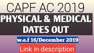 CAPFs(ASSTT. COMDT.) Exam 2019  PST/PET & MST dates out