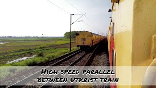 Parallel Chase & Overtake | Kalka Mail overtakes Vibhuti express || Indian Railways || WAP7 Vs WAP4