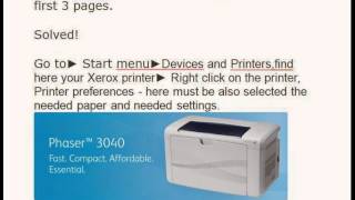 Xerox Phaser 3040 printer stoped after 3 pages. SOLVED!