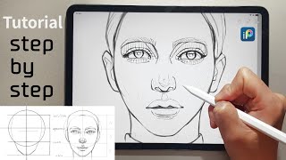 [sub] Tutorial 01 아이패드 그림강좌 iPad Pro drawing How to draw a face   ibispaintx  얼굴스케치방법 이비스페인트 사용법