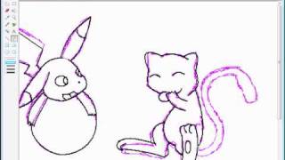 Speed painting ~Pikachu and Mew~ (REALLY OLD)