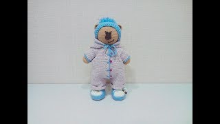 Одежда (комбинезон, кеды, шапка)  для медвежонка крючком (Сrochet teddy bear ).Часть 2.