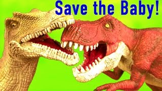 Dinosaur Fight T REX vs SPINOSAURUS - SAVE the BABY Battle Kids Dino รบ ไดโนเสาร SuperFunReviews