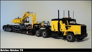 lego  truck T2 MKII with lego lowboy trailer TR4 MKll with dolly loading hauler 6x6