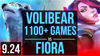 VOLIBEAR vs FIORA (TOP) (DEFEAT) | 1100+ games | Korea Master | v9.24
