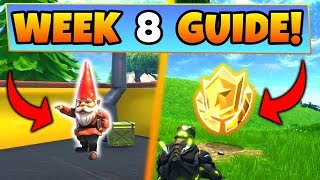 Fortnite WEEK 8 CHALLENGES GUIDE! – HUNGRY GNOMES LOCATIONS, Treasure MAP (Battle Royale Season 4)