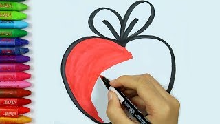 Как рисовать яблоко ? | яблоко раскраски | Яблочная живопись | Изучите окраску | Как рисовать и цвет