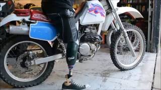 Starting my '93 Honda XR250. (amputee rider)