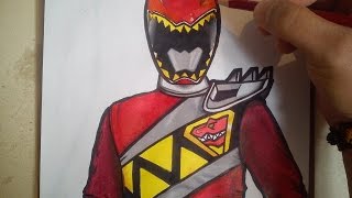 HOW TO DRAW POWER RANGER DINO CHARGE RED / como dibujar power ranger dino charge rojo