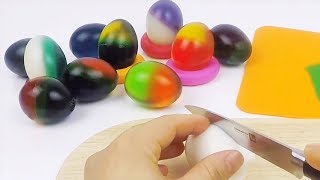 ToyCheff Make Colorful Rainbow Jelly Eggs & Strange Eggs Using Really Eggshell 다양한 칼라의 무지개 젤리 계란 만들기