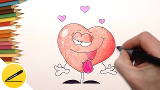 Как Нарисовать Влюбленное Сердце ❤ Рисуем картинки для Валентинки