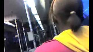 Crazy chick on the tram