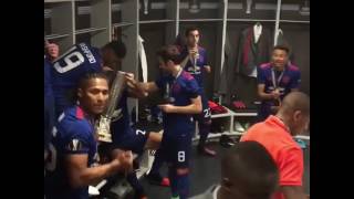 Manchester United Dressing Room Celebrations after Europa League Final 2017