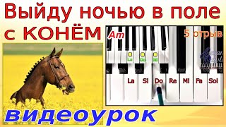 КОНЬ-(Любэ)~Играть пианино~урок пошагово~аккорды-ноты-текст~Am