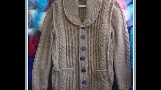 Жакет с шалевым воротником.Часть 2. Спинка. .Men's knitted jacket