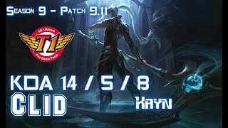 SKT T1 Clid KAYN vs LEE SIN Jungle - Patch 9.11 KR Ranked