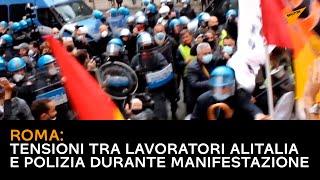 Roma: tensioni tra lavoratori Alitalia e polizia durante manifestazione