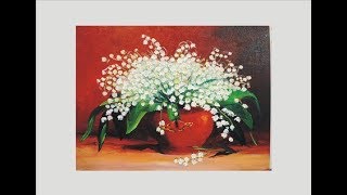 Картина маслом ландыши.  lily of the valley. Picture. Painting