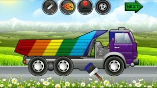 Мультики про машинки. Мультфильм Мойка и раскраска грузовиков. Учим цвета радуги. Осень 2016