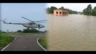 Indian Air Force Rescue Operation in Hooghly Khanakul Flood . Helicopters deployed in flooded areas.
