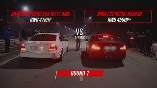 BMW M235i VS MBenz W211 E55 AMG || BMW E34 VS IMPREZA GC8