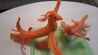 CÁCH TỈA CHIM PHƯỢNG HOÀNG TỪ CÀ RỐT/CAROTBIRD CARVING /KAROTENVOGEL SCHNITZEN.