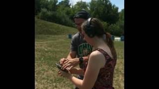 When an English girl goes to a gun range