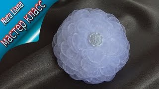Пышный цветок из органзы./ Бант на 1 сентября./ KANZASHI./ МК.