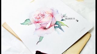 Рисуем розу акварелью / Rose watercolor paint