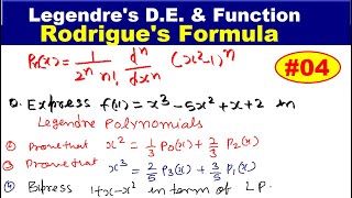 #14 Rodrigue's Formula for Legendre's function of first Kind | Legendre function | Rodrigue formula