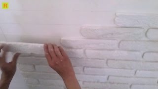 Как клеить шахматным порядком гипсовый кирпичек