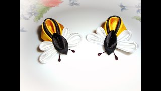 Канзаши пчела. Мастер класс  по изготовлению заколки.  DIY Kanzashi.