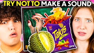 Try Not To Make A Sound - Impossible Tasks (Nails on a Chalkboard, Da Bomb Wings, Takis) | React