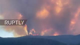 USA: Wildfire spreads in Montana"s South Moccasin mountains