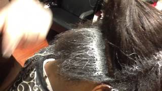 Dr Miracles renewal relaxer on one inch new growth