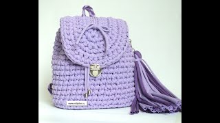 Рюкзак из трикотажной пряжи крючком для девочки.