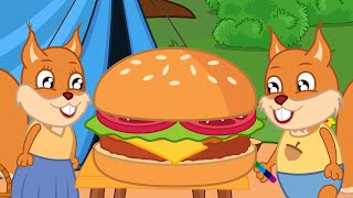 Famille d'Écureuil - Fait Un énorme HAMBURGER Animé 2020 en Français