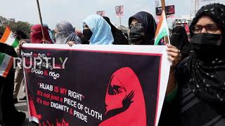 India: Hundreds of veiled women rally against hijab ban in Chittoor