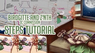 Birdgitte and Z'nth OC - Commission - Steps Digital Painting Tutorial