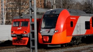 Синхронное отправление Ласточки и ЭТ2М со станции Химки