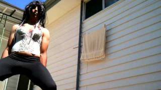 sexy crossdresser in leggings striping to pantys