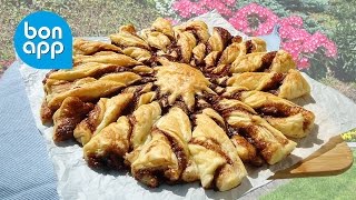 Солнце из слоеного теста с нутеллой. Пирог.